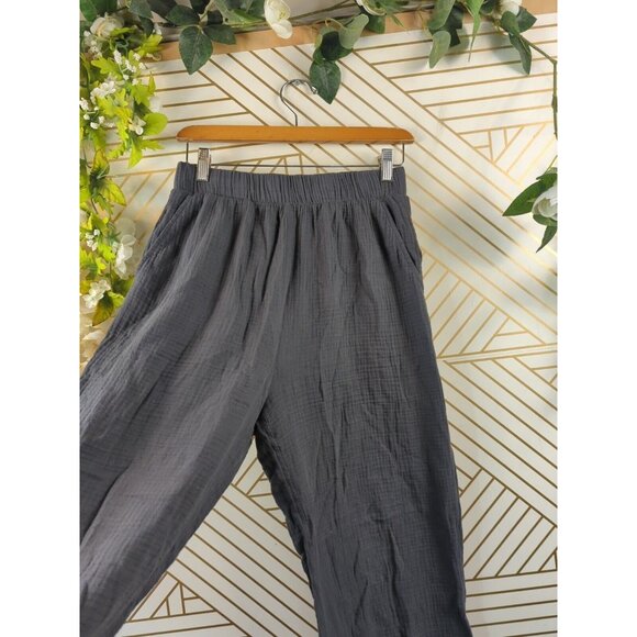 Faherty Women's Dream Organic Cotton Gauze Wide Leg Pants Washed Gray Sz Small - Picture 4 of 6